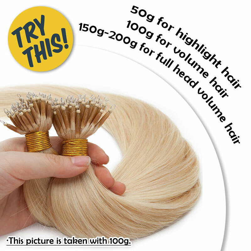 Nano Rings Hair Extensions 100% Remy Human Hair Thick Minhi Beads Straight 50pcs