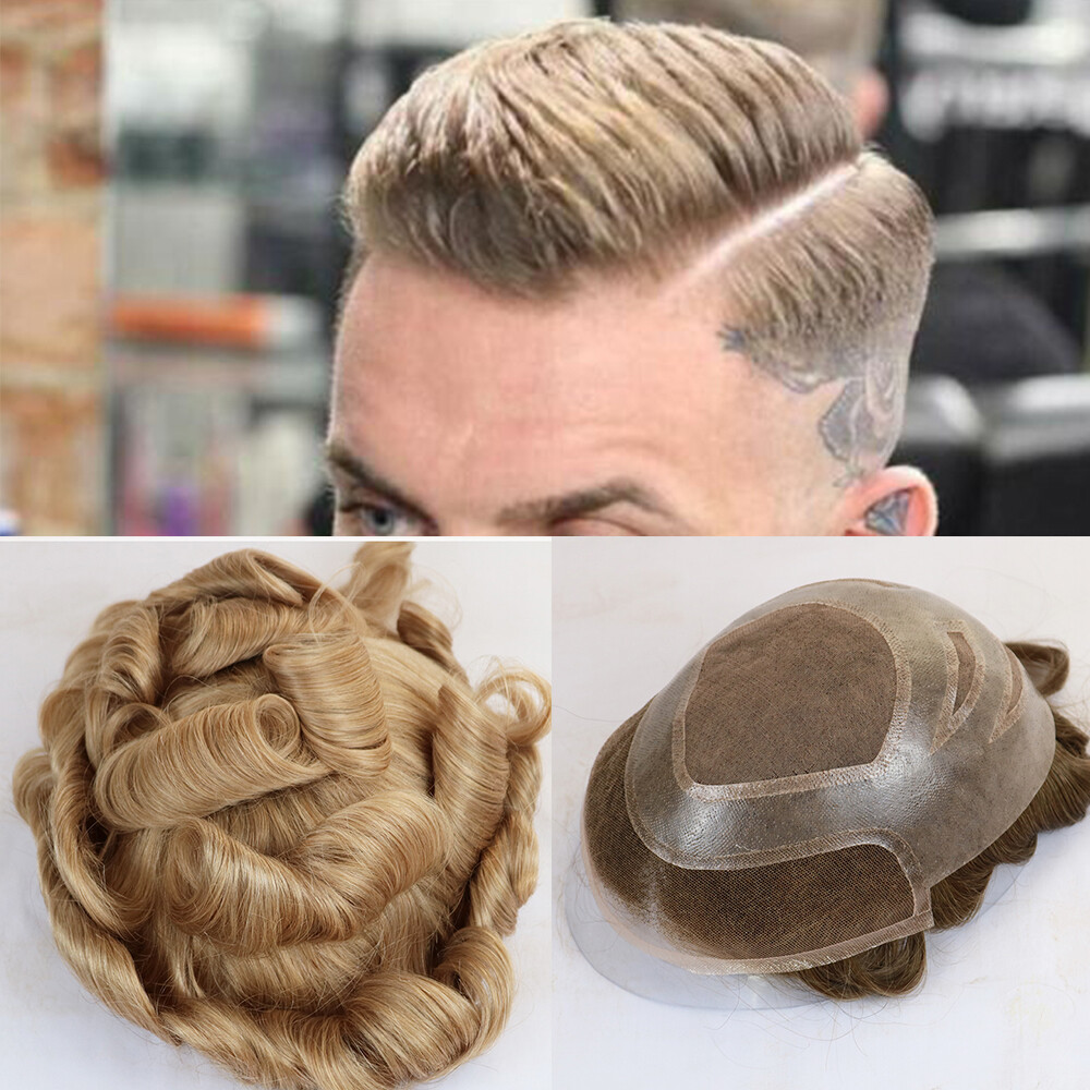 Durable Hair System for Men French Lace Front Mens Toupee Hairpieces natual hair