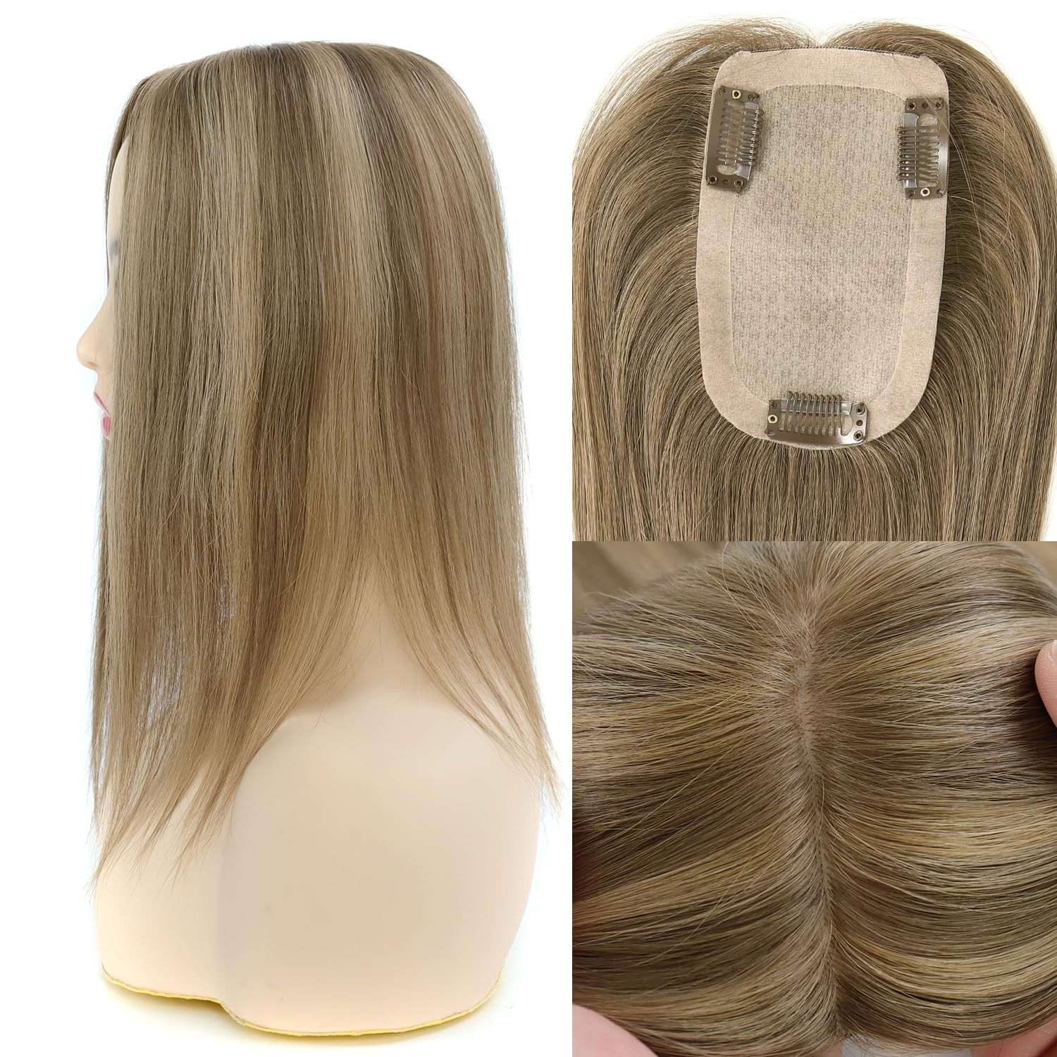 Topunique Toppers Hair Pieces For Women Tac 3X5 Inch Injected Silk Base 16 Inch