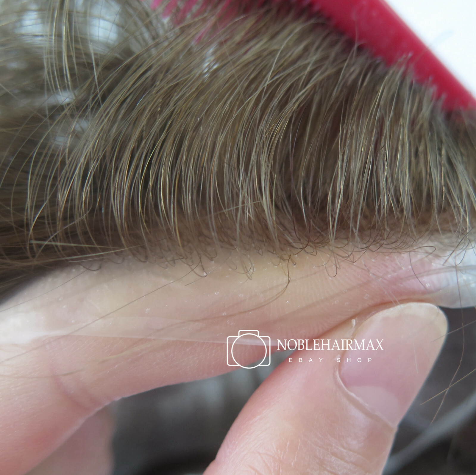 Dark Blonde Toupee Natural Mens Hair Replacement System Super Thin Skin Hair #17