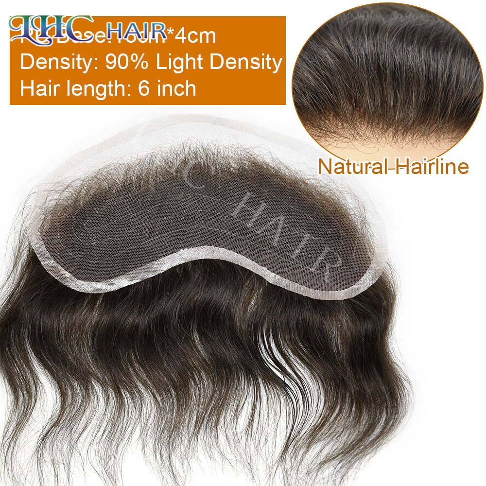 Mens Frontal Swiss Lace Hairpiece for Receding Hairline Natural Human Hair 4×18
