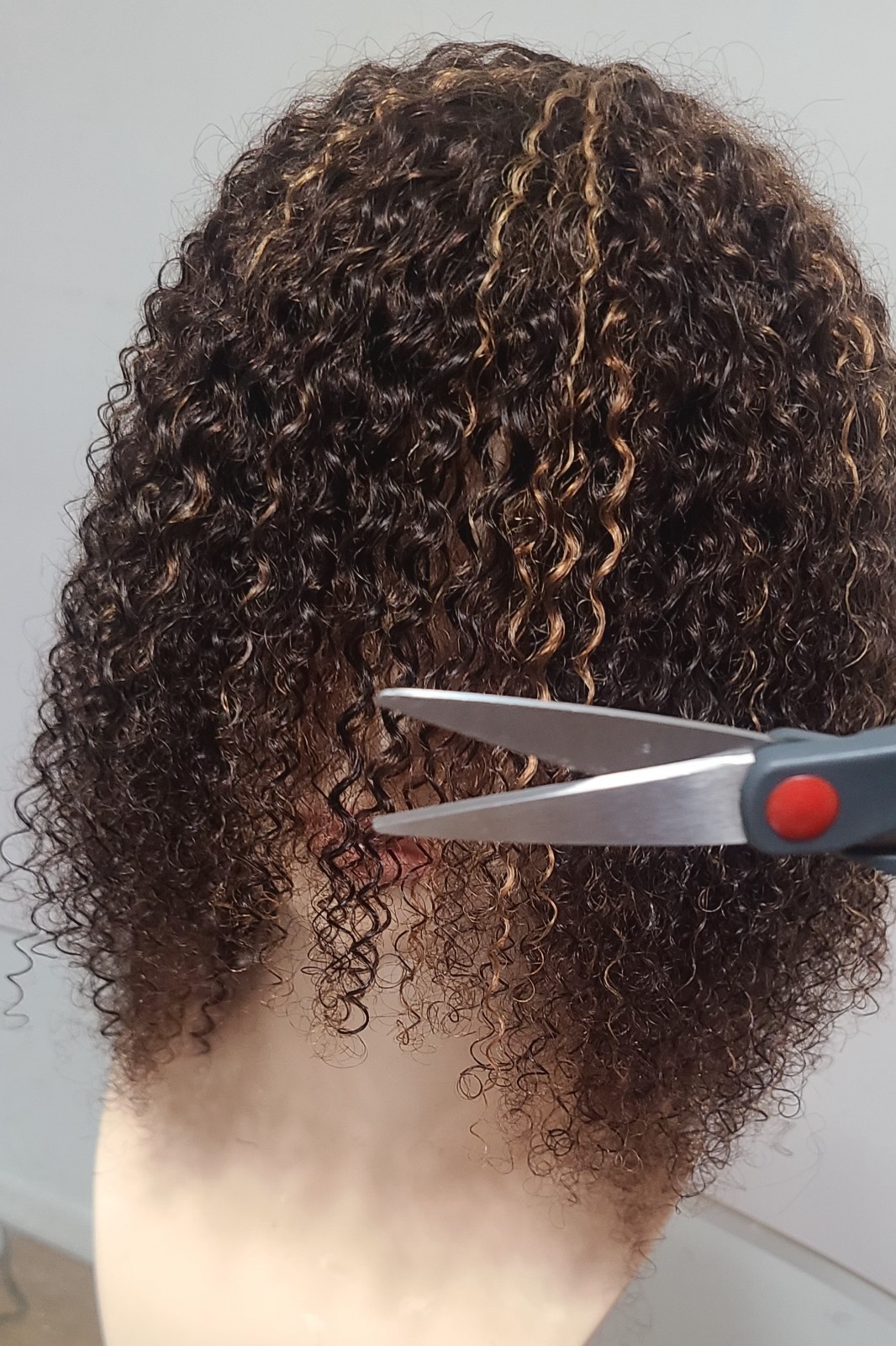 14″afro kinky Curly Glueless wig,Human Hair with #4/27 medium brown, Highlights.