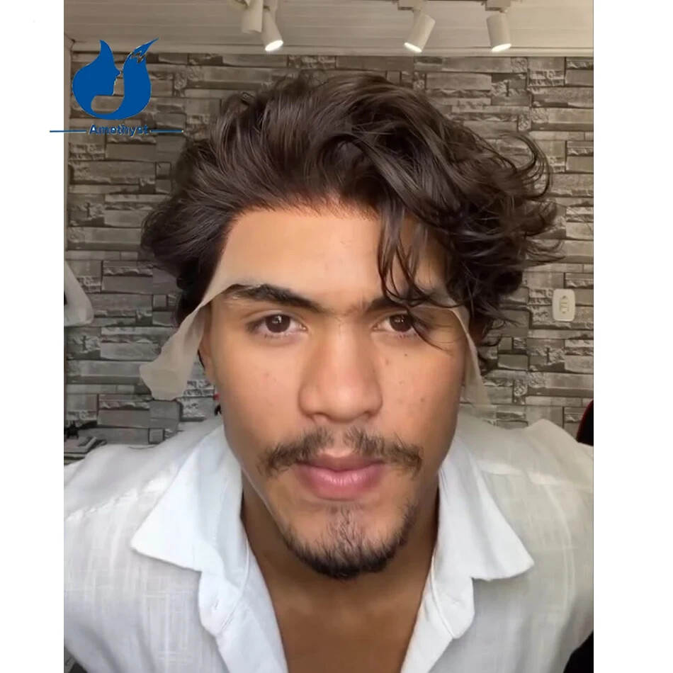 Prestyled Wave Short Pixie Cut Male Wig Human Hair Full Lace Curly Wig for Men