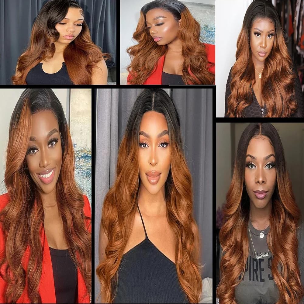 Niciitysi 24 26 28 Inch Light Brown Bundles Human Hair Color 1B30 Body Wave