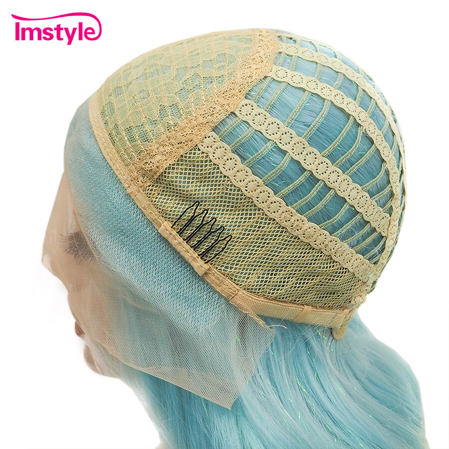 Tinsel Wig Ombre Blue Synthetic Lace Front Wigs Heat Resistant Fiber Glueless