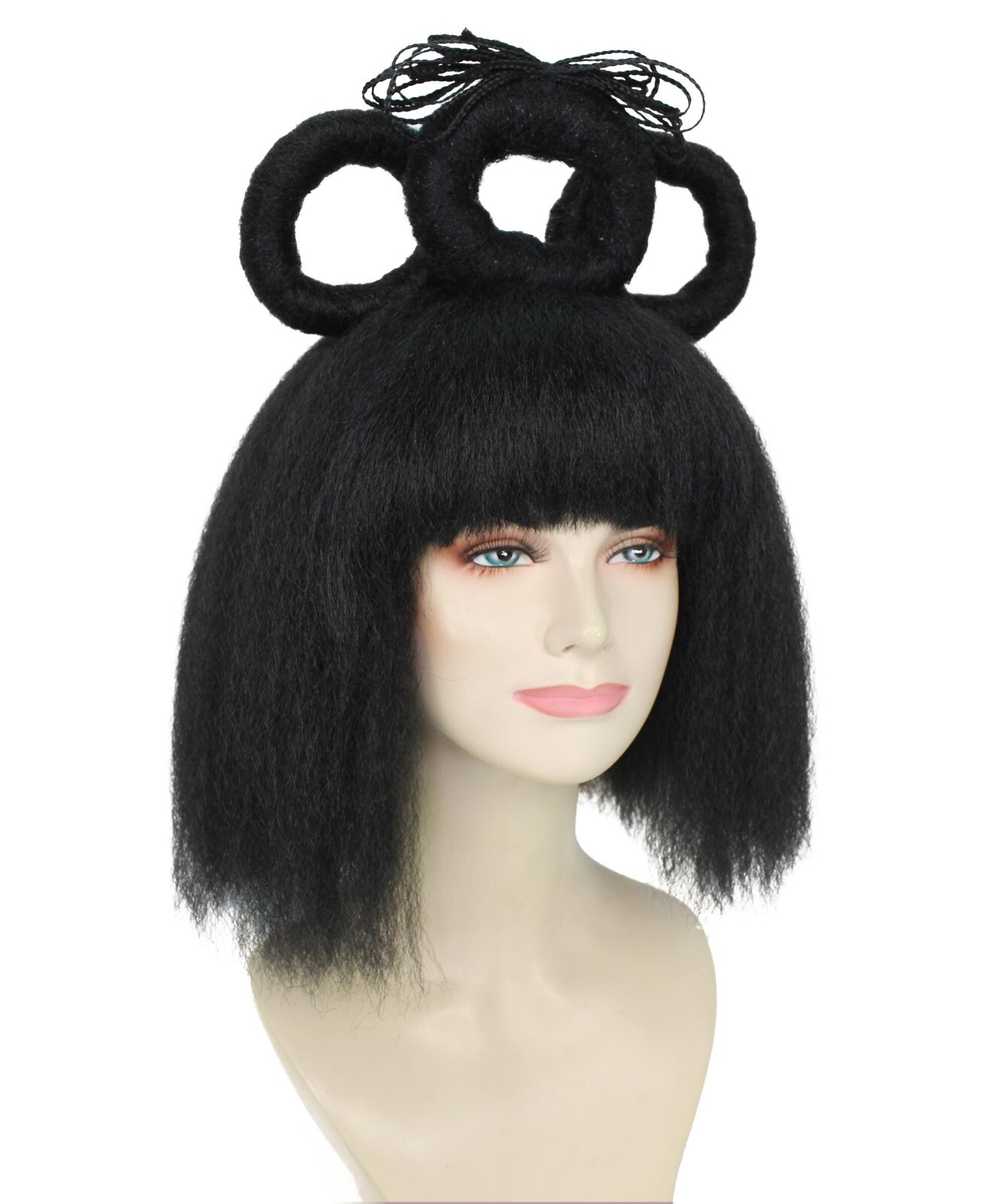Adult Women’s Black Updo Geisha wig, Perfect For Halloween, Flame-retardant,