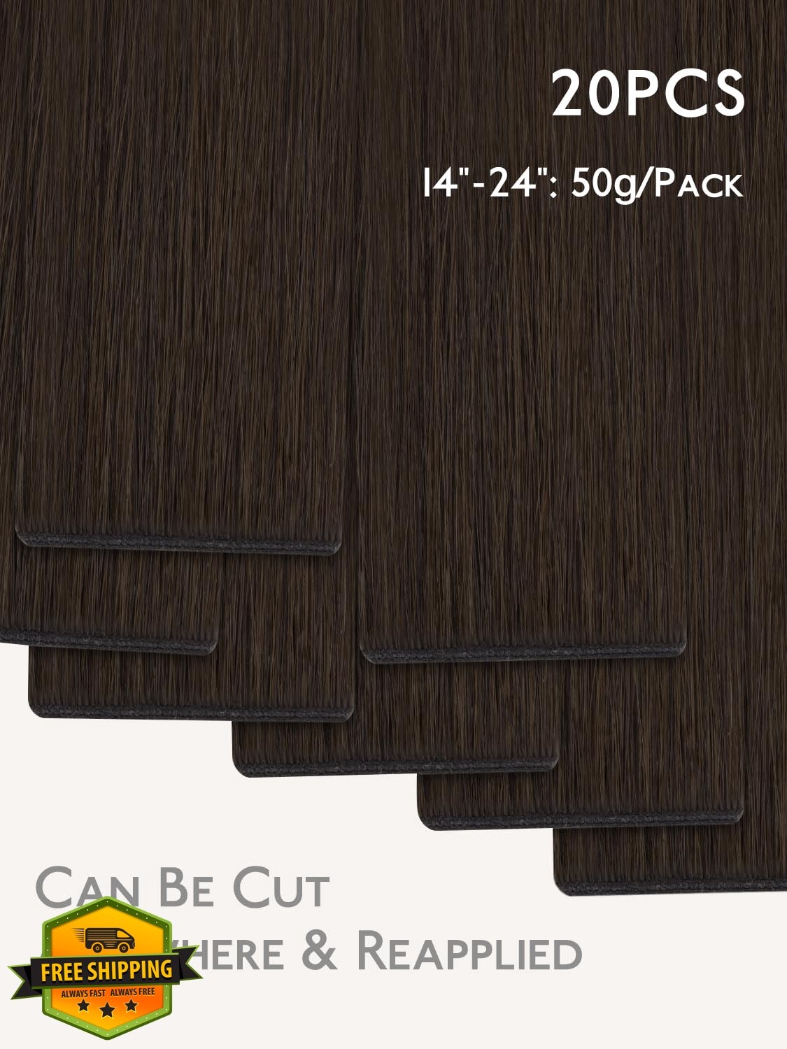 Wennalife 14 Inch #2A Light Dark Brown Tape Ins