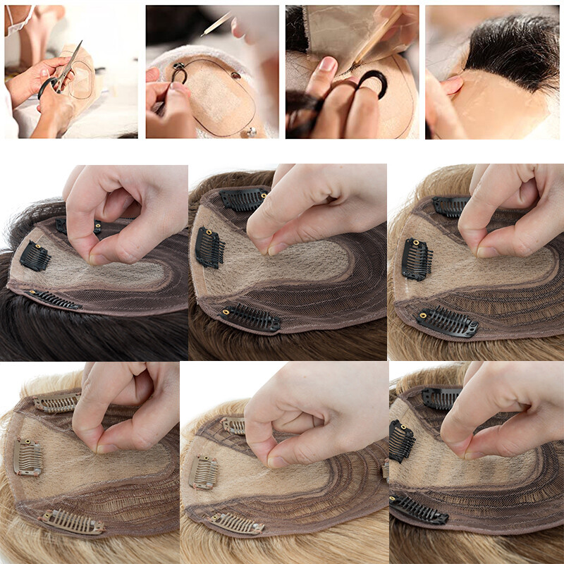 THICK MONO Top Pieces Toupee LACE 100% Remy Human Hair Toppers Silk Base
