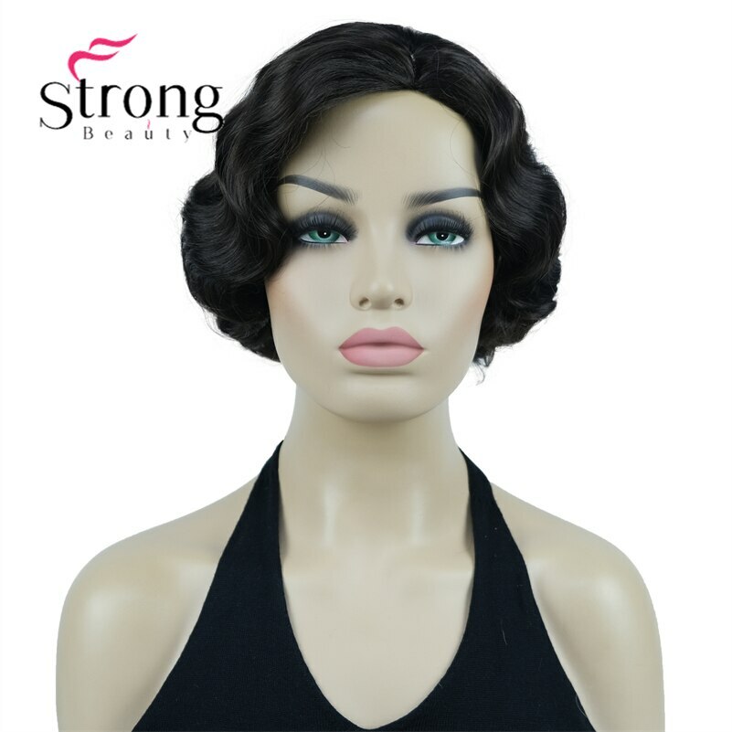 Finger Wave Wig Bob Short Curly Synthetic Hair Women 1920s Cosplay Party