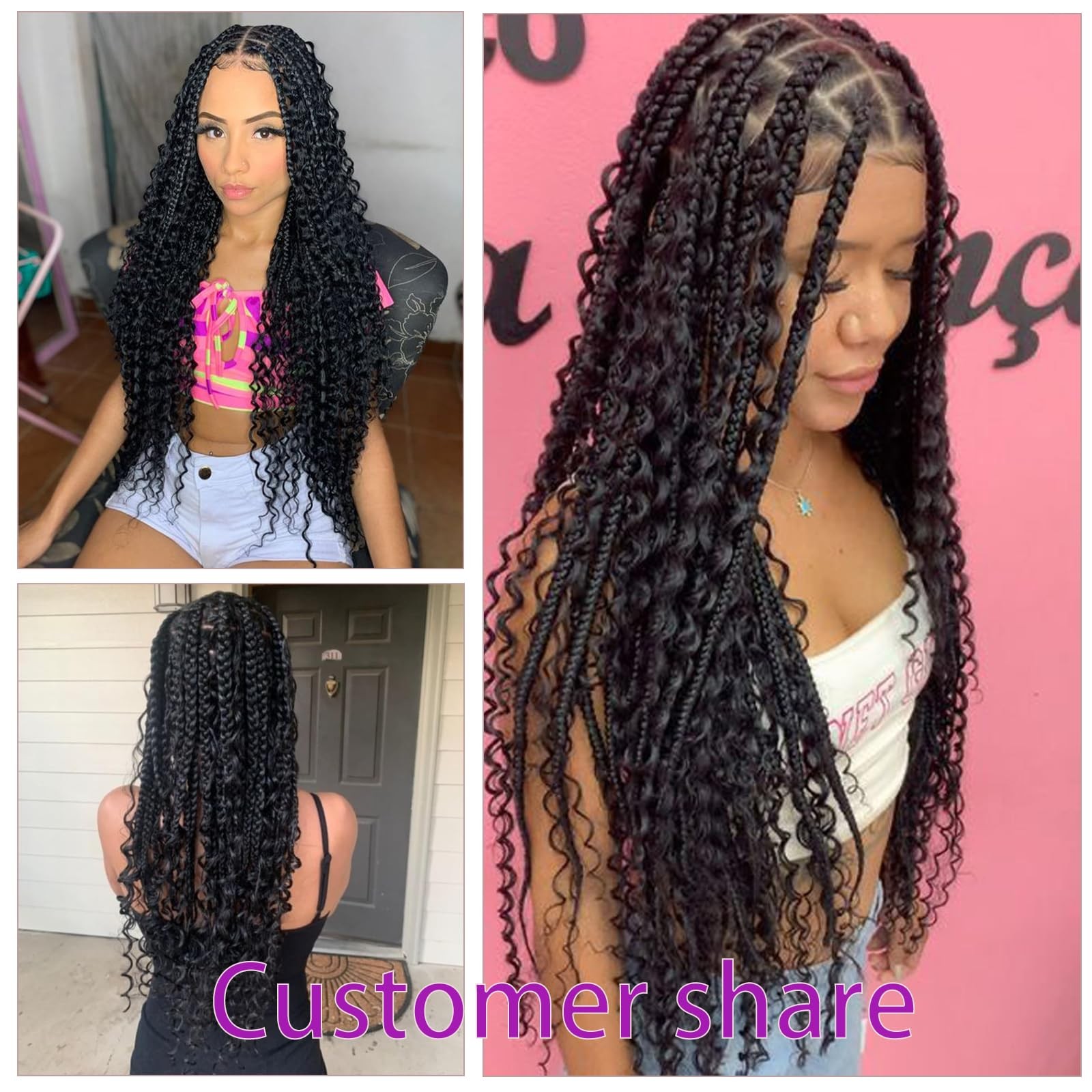 Lyolkser Human Braiding Hair For Boho Braids 2 Bundles 20 Inch Total 100G Deep
