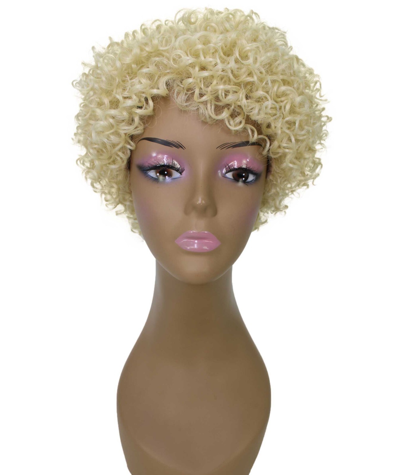 LUXLUXE Leila Curly Kinky 10 in Long Full Wig No Lace, Multiple Colors,BF-0002