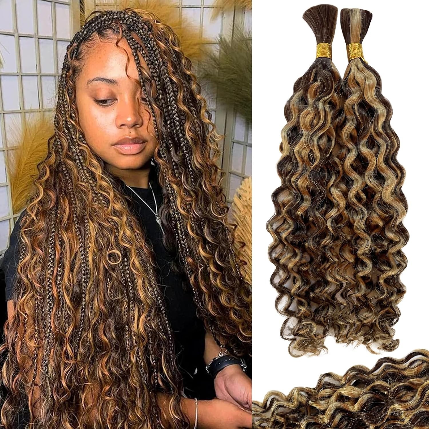 Micro Braiding Human Virgin Hair 20 inch 100g 2 Bundles Braid Extension P4/27