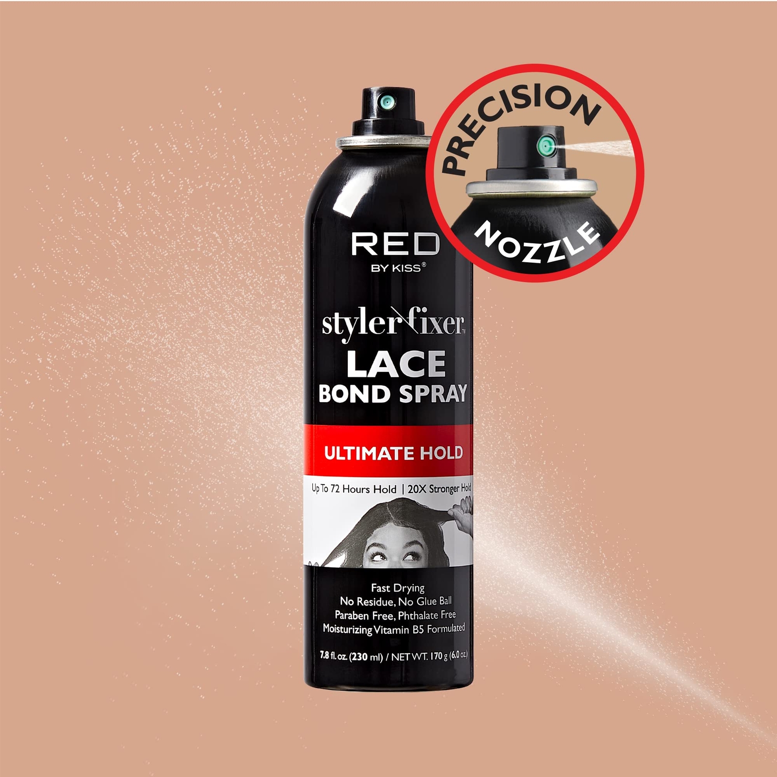 Red by Kiss Lace Bond Hold Spray 6 oz – Strong Hold for Wigs Fast Drying