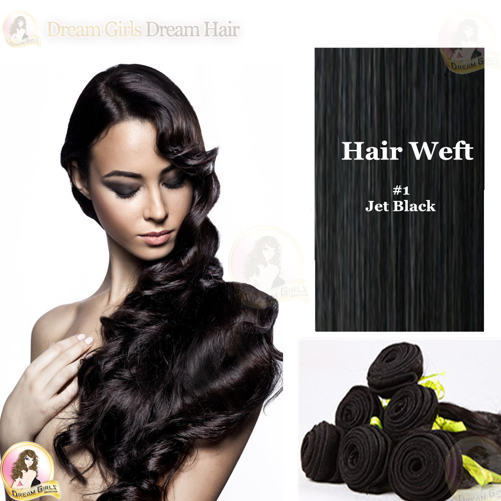 24″ European 100% Human Weft Hair Extensions Double Drawn 50g Black/Brown/Blonde
