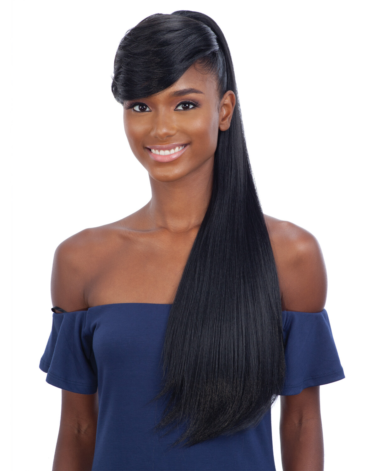 EDGY SIDE BANG (1B Off Black) – Freetress Equal Synthetic Clip-In Hair Piece