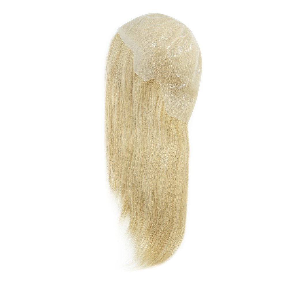 Women Wigs Human Hair Full Head Wigs All Poly Skin Blonde Hair 14”#613
