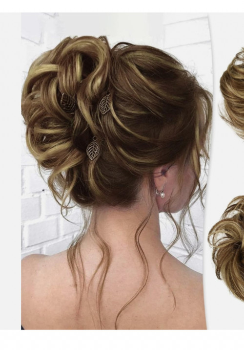 RUWISS Claw Clip Messy Bun Hair Piece Real Human Hair Buns Wavy Curly Chignon Ha