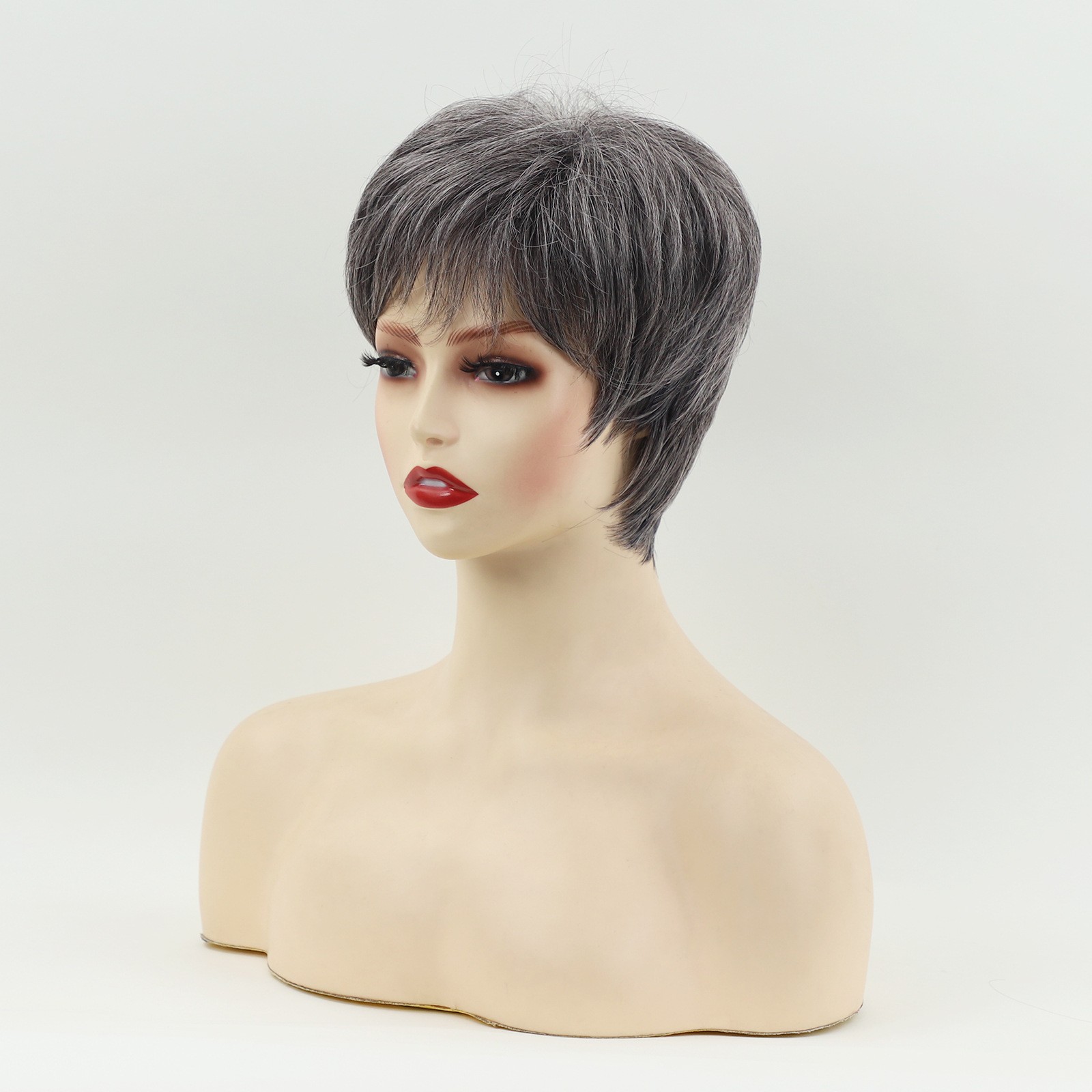Short Silver Gray Wig for Women 8in Full Heat Resistant Synthetic Cosplay Party