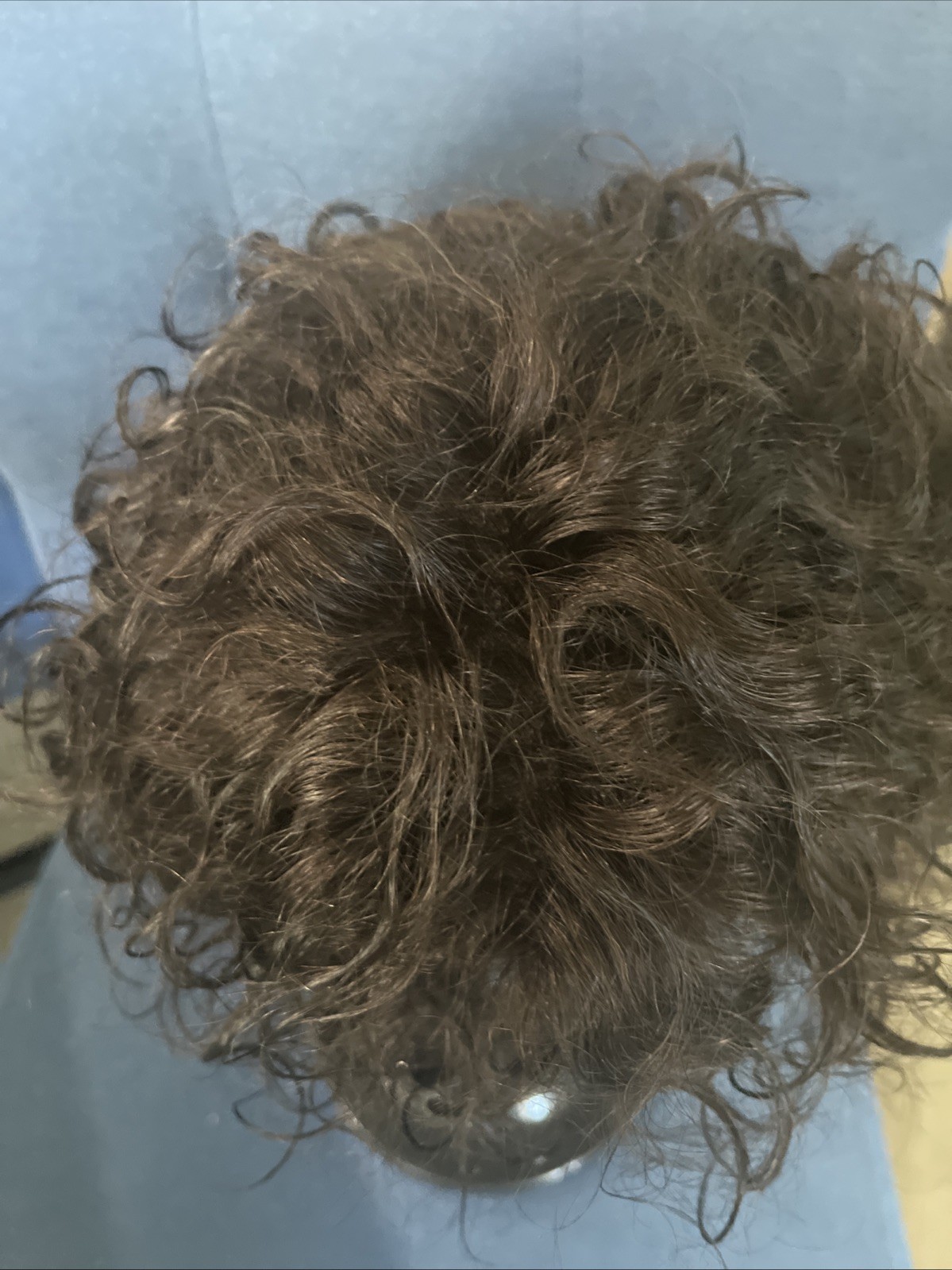 Men’s Hairpiece 100% Human Color 1b 9 X 7 1/2 Medium Curl 6 Inches Hair Length