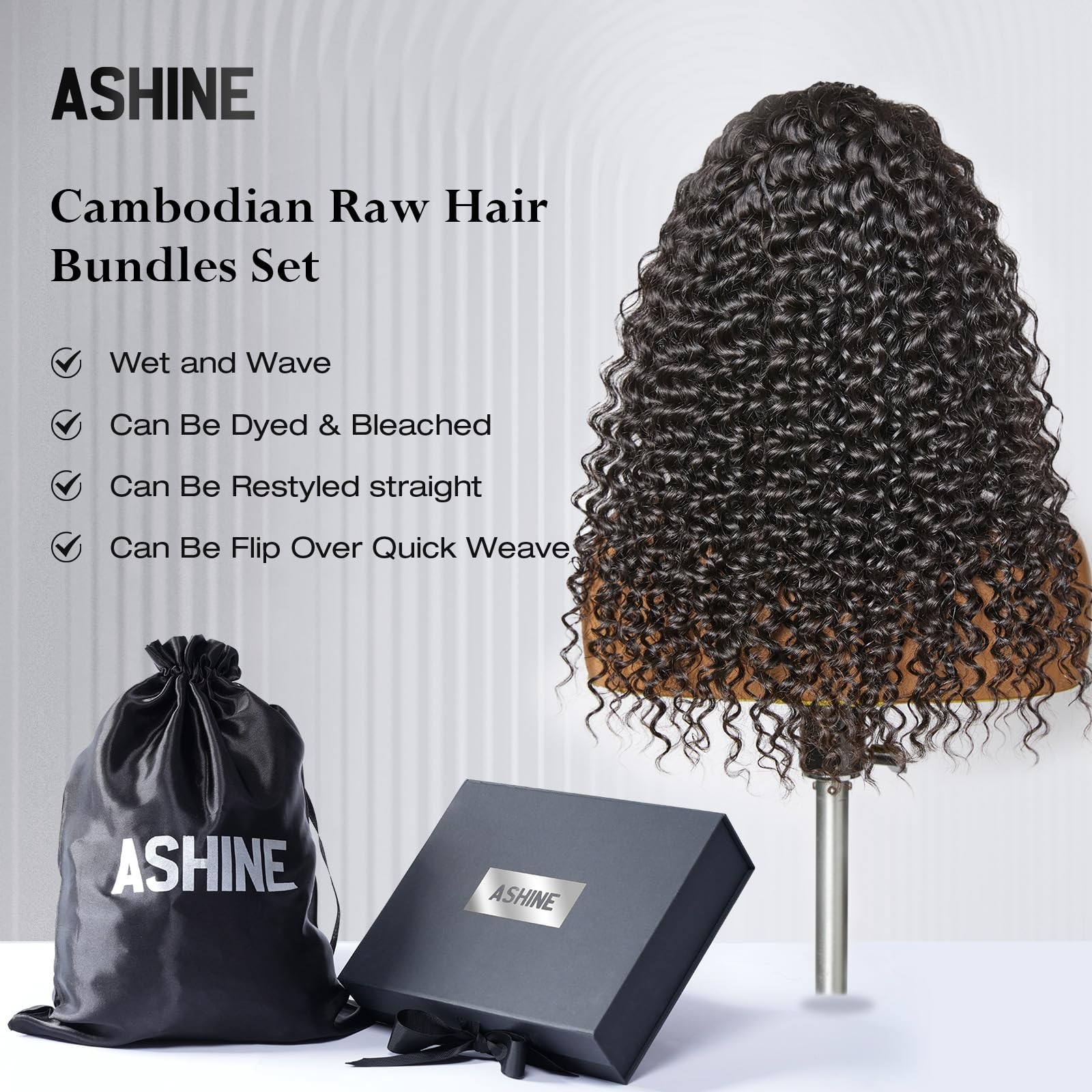Deep Wave Human Hair Bundles 16-20 Inch Unprocessed Cambodian Raw Hair for Quick
