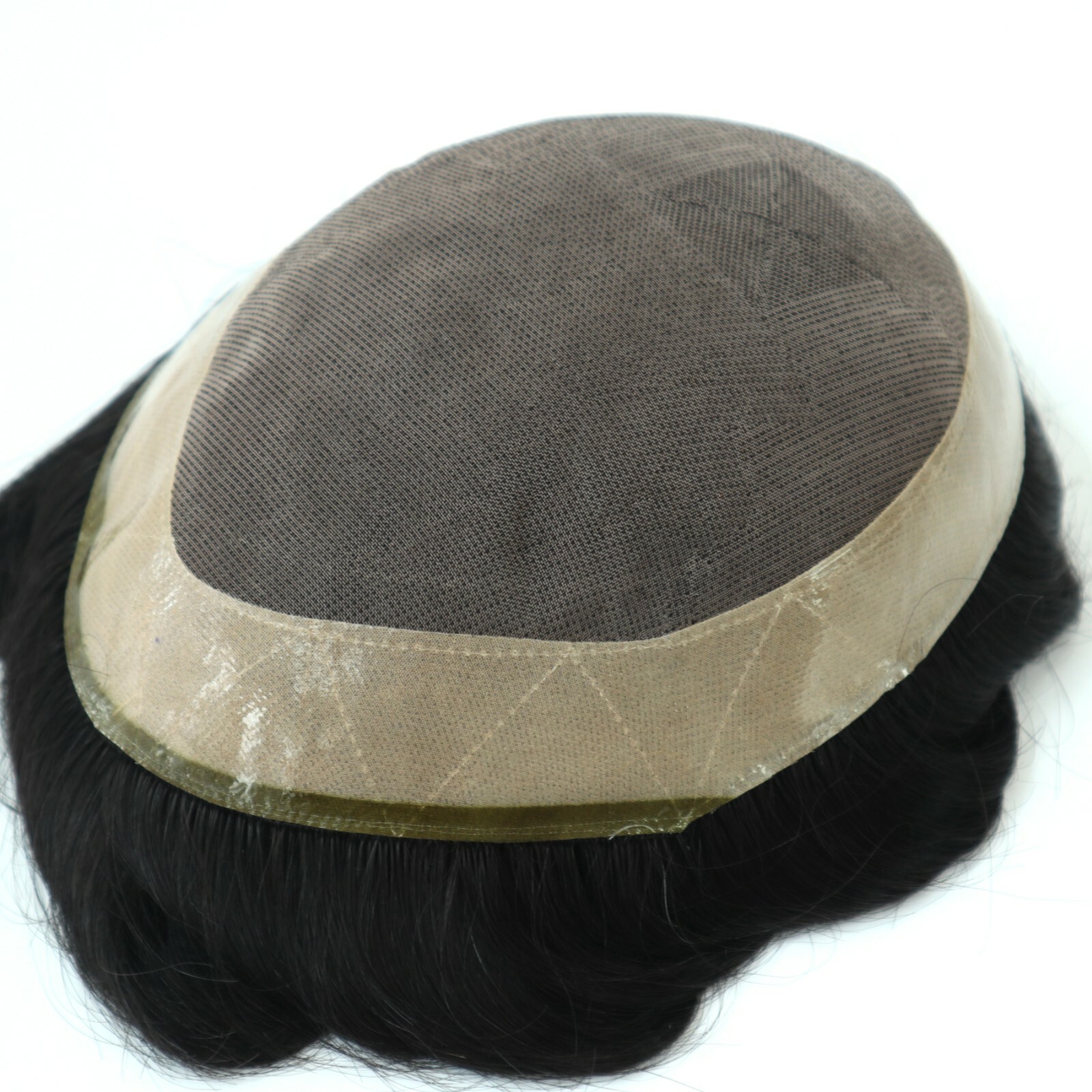 Mens Durable Hair Replacement System Fine Mono Toupee Indian Remy Hairpiece #1B