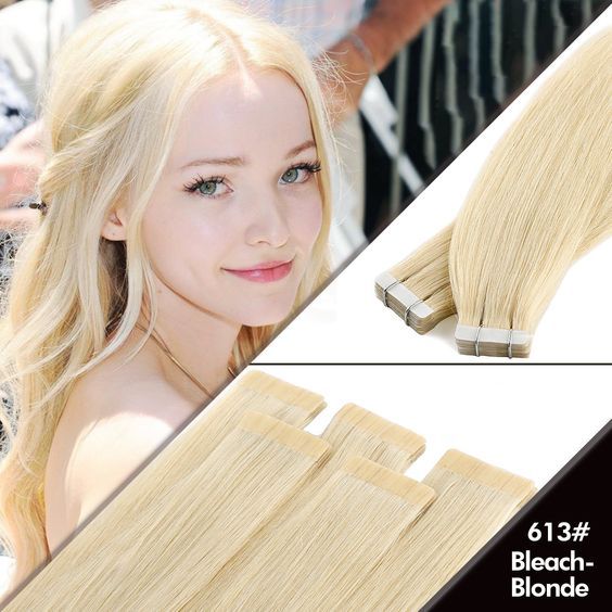 Tape in Human Hair Extensions 613 Light Blonde PU Skin Weft 20 inch 40pcs 100G