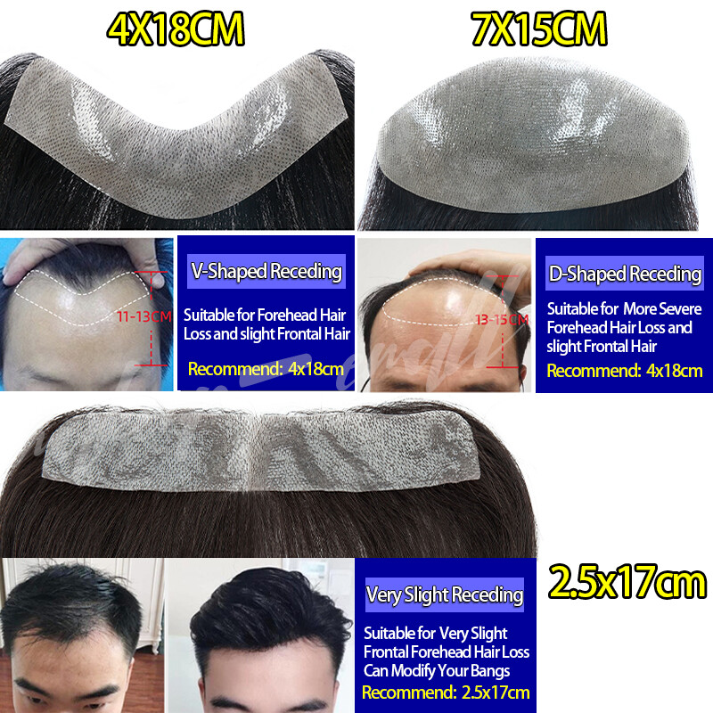 Fine Mono Durable Toupee Men Human Hair Hairpiece Replacement System Hand Tied