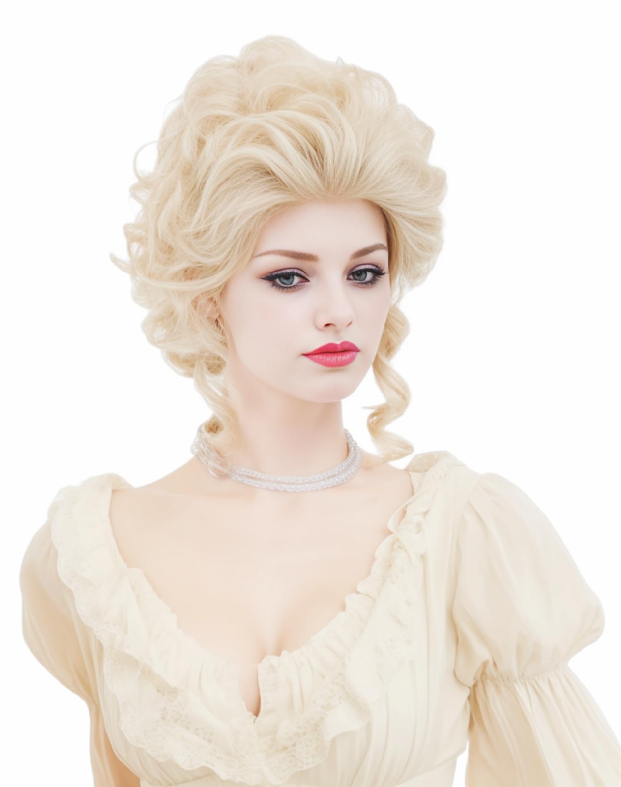Short Wavy Blonde Big Bouffant Beehive Wig for Women 70s 80s Costume Party