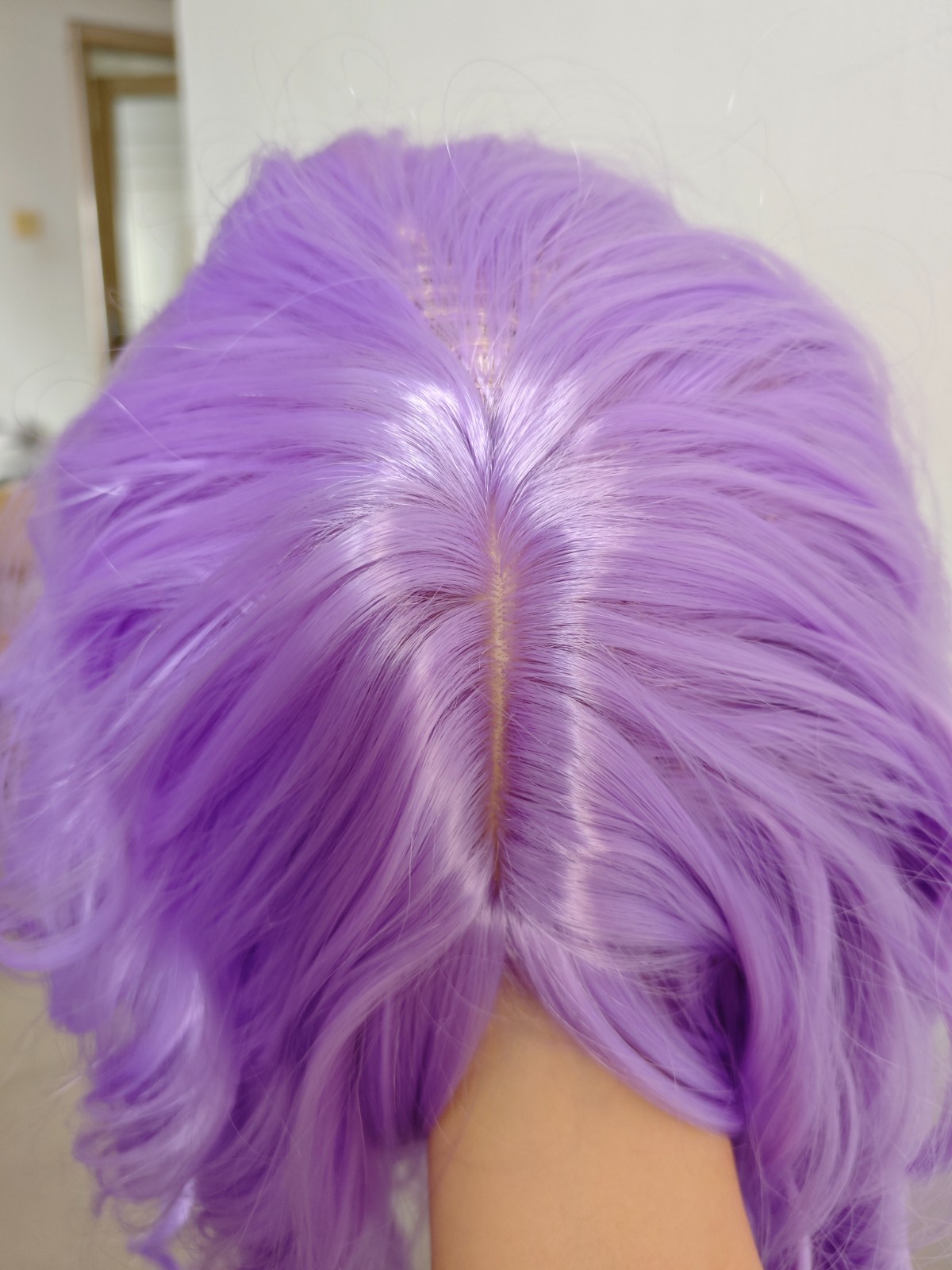 Light Purple Wigs for Women 16in Wavy Bob Wig with Bangs Synthetic Hair Cosplay