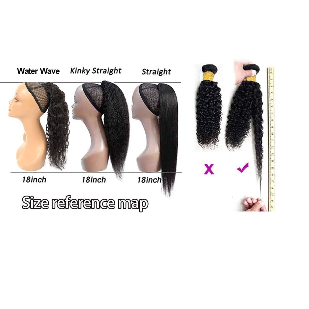 Annora Water Wave Ponytail Human Hair Extensions For Women Remy Brazilian Corn