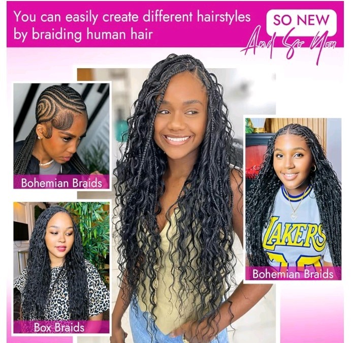 Deep Wave Human Hair Extensions Bohemian 16-28in No Tangle Smooth 25g Bundles