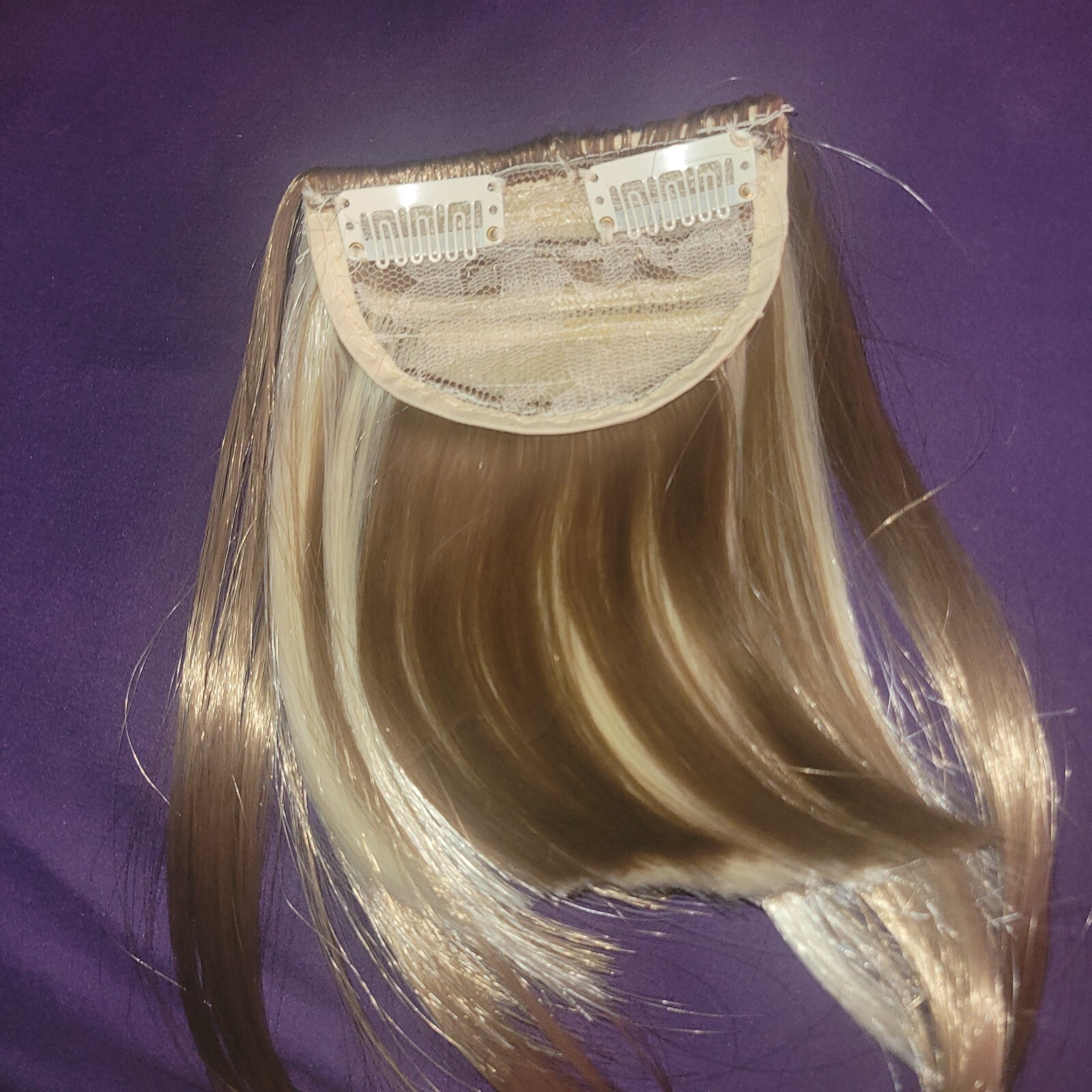 Hair Extension Bangs One Piece/2 Clips Blond/Brown Blend Synthetic 6″ – 10″