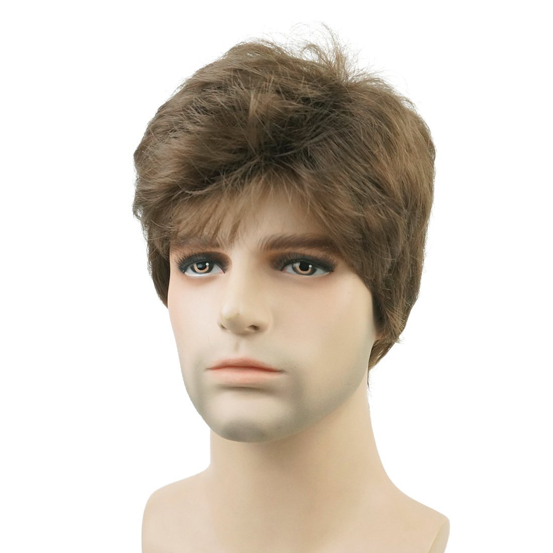 Mens Natural Short Straight Wigs Real Male Full Hair Wig Party Cosplay Toupee