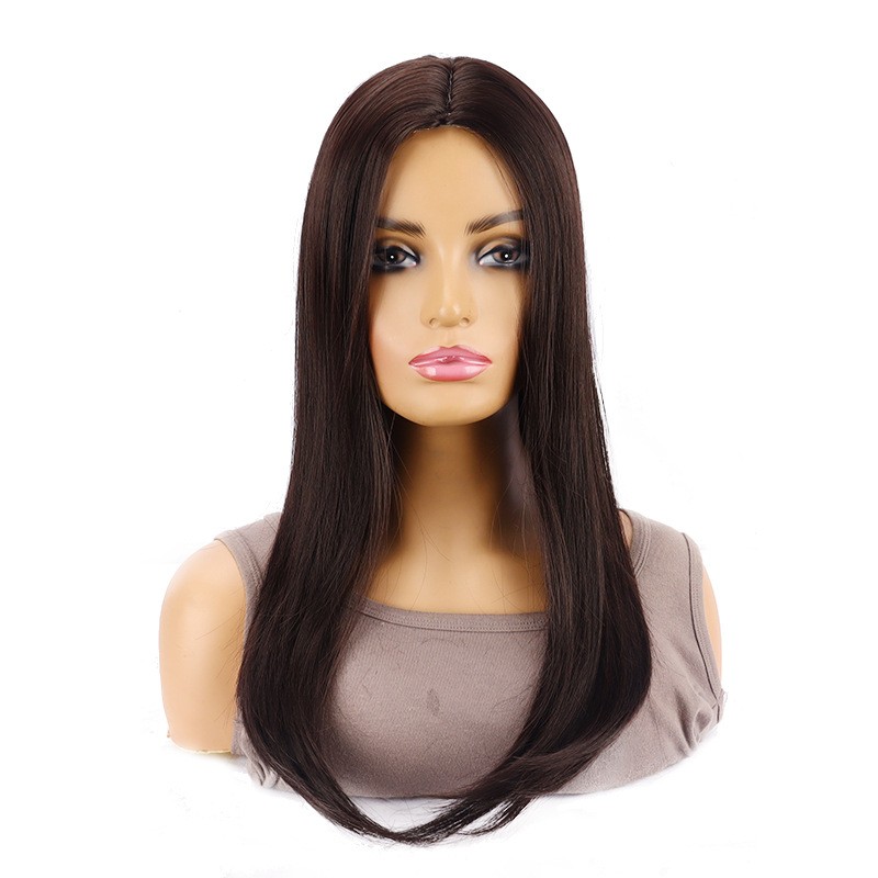 New Arrival Middle Part Brown Long Straight Wig Heat Resistant Synthetic Full