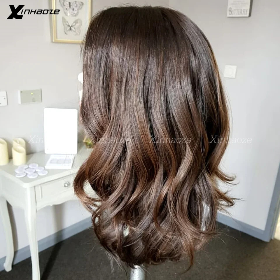 100% Virgin Human Hair, 180% Density Soft Dark Brown Body Wave 5×5 Silk Base