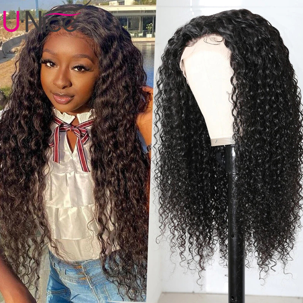 UNice Indian Curly 13×4 Lace Front Human Hair Wigs for Black Women Glueless Full