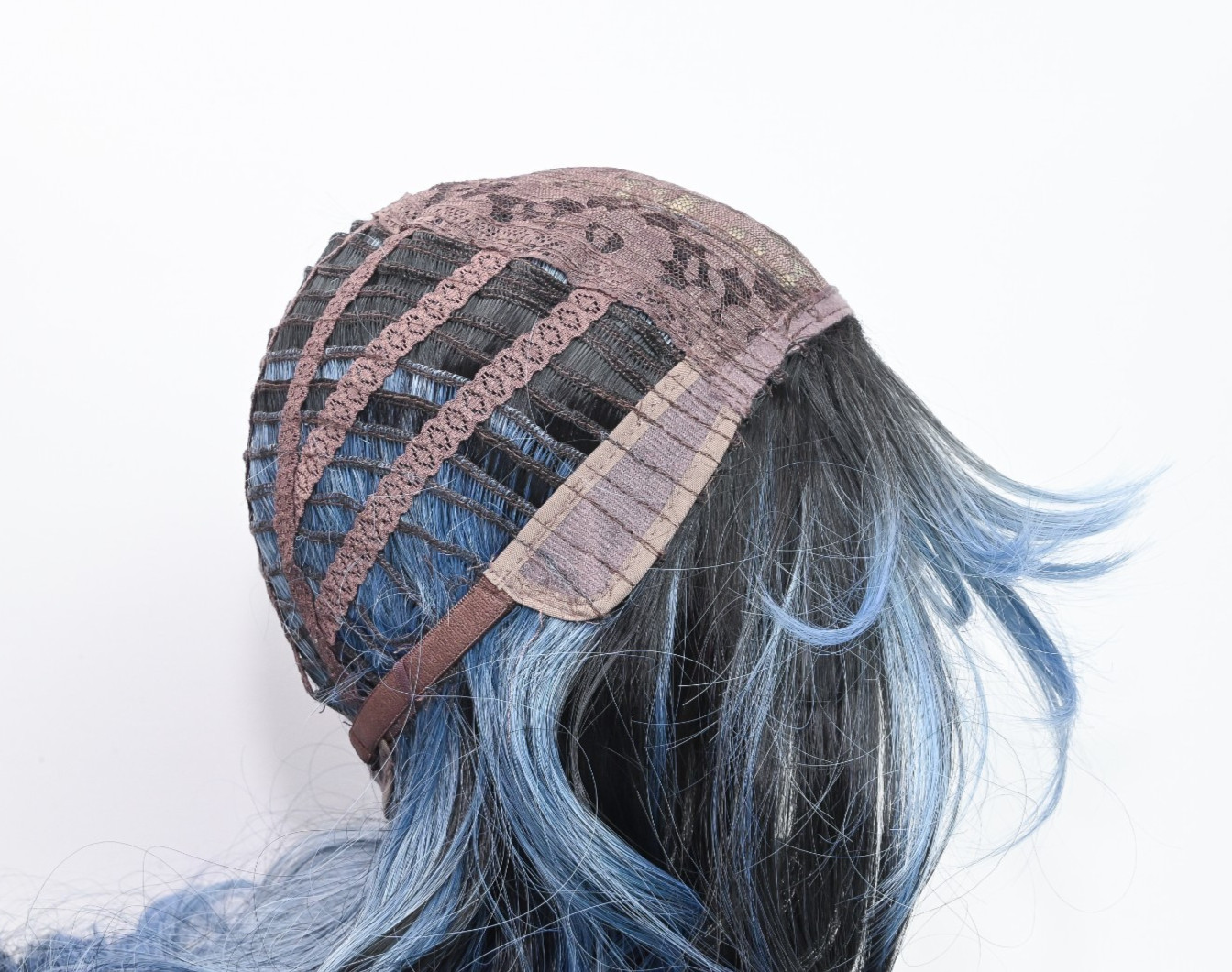 Black and Blue Wavy Wig for Women | Long 26″ Synthetic Hair with Bangs