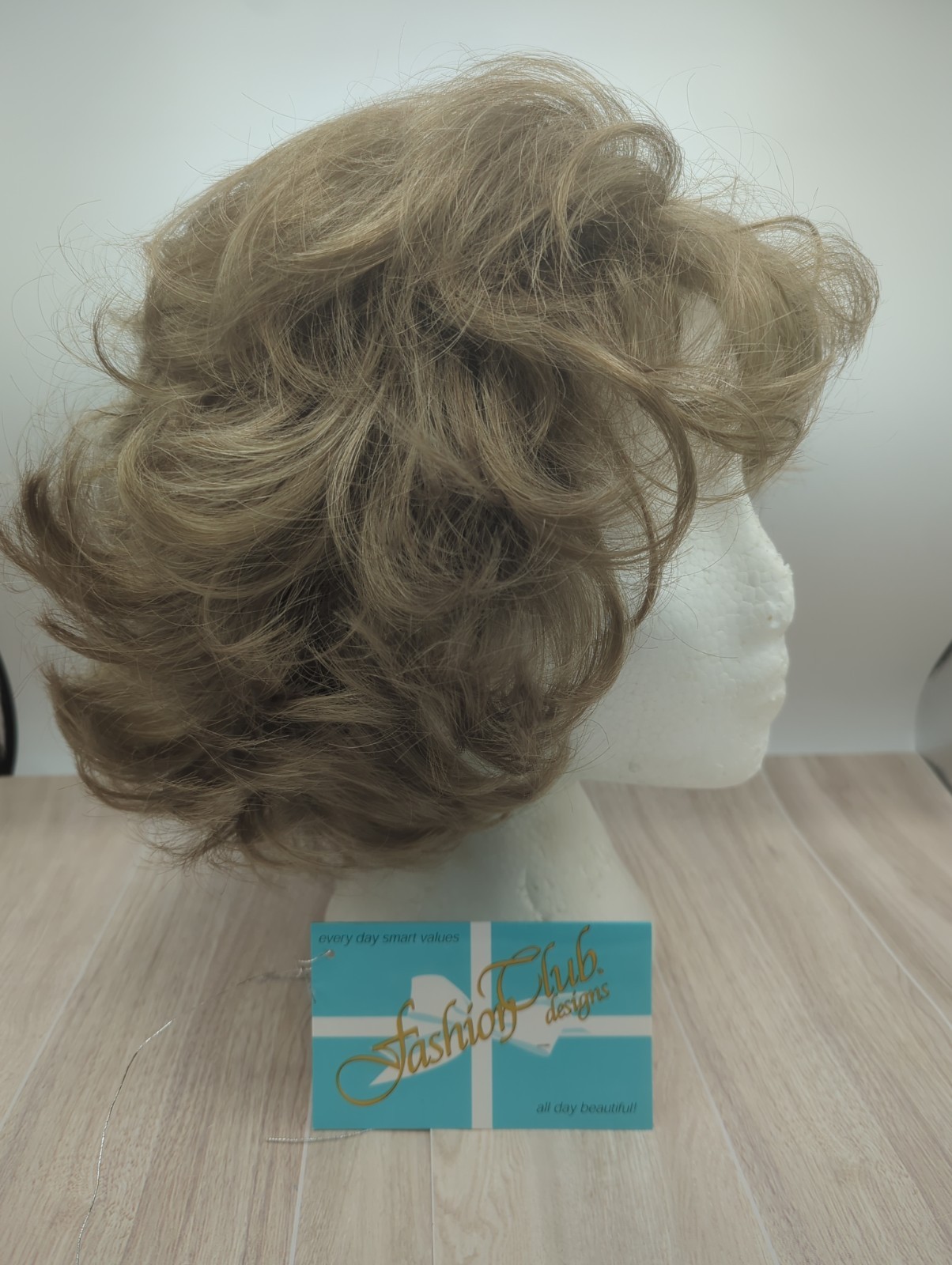 Fashion Club Designs Short Curly Wig Joy 14 Large, Light Ash Brown