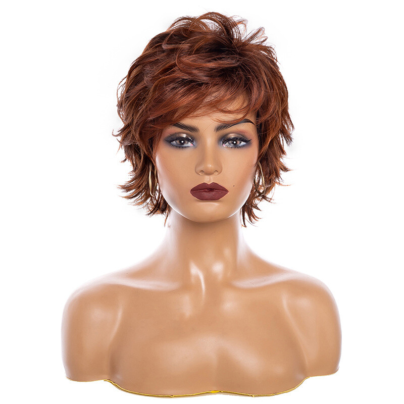 Short Shag Capless Wavy Layered Synthetic Hair Wigs for Women Daily Wigs