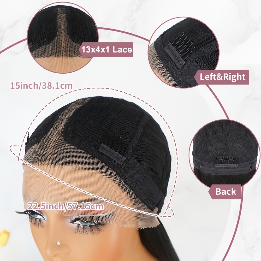Black Color Long Straight Hair Lace Front Wigs Synthetic Glueless Heat Resistant