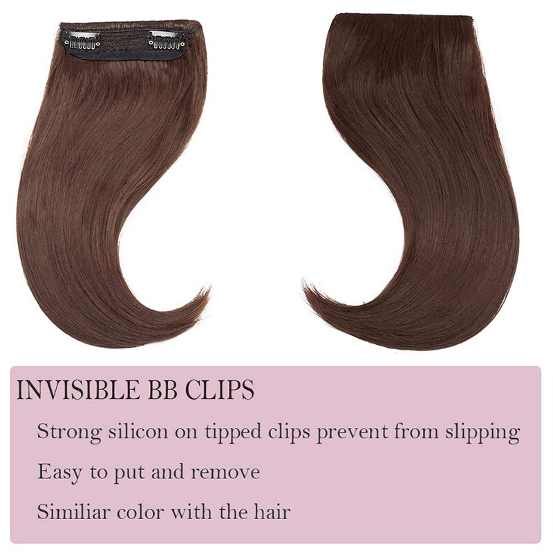 Thin Neat Bangs Clip in Bangs Real as Human Hair Extensions Front Hairpiece US