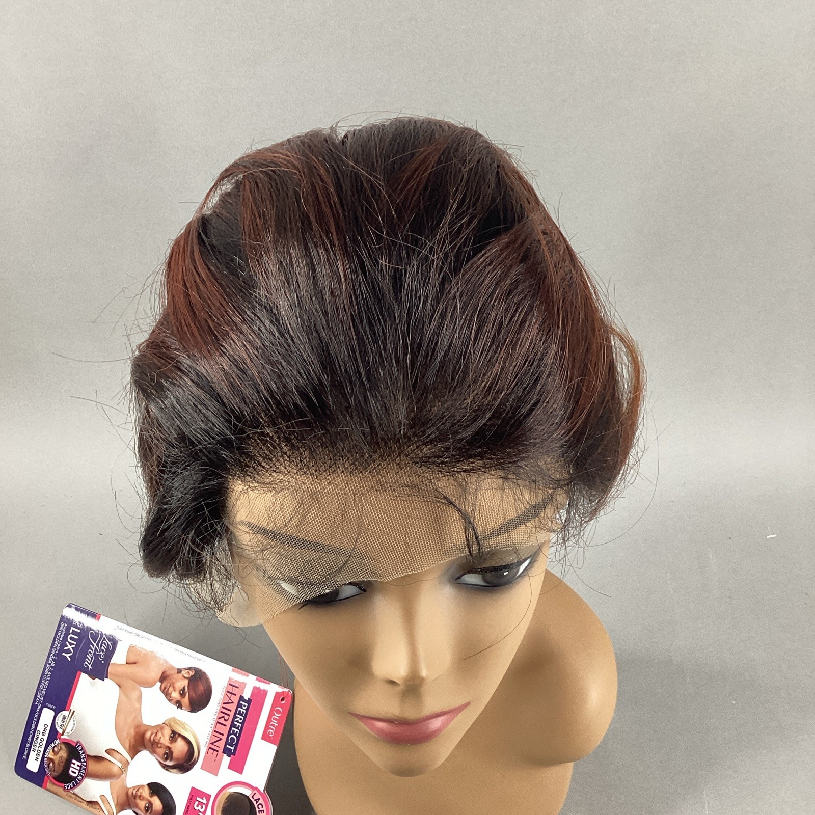 Perfect Hairline Luxy Short Straight #DRB Golden Ginger Synthetic Lace Wig