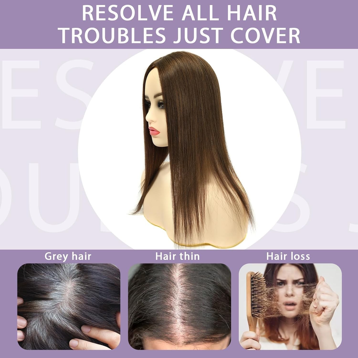 Topunique 3×5 Inch Silk Base Human Hair Toppers for Women 16″ 130% #2A Brown