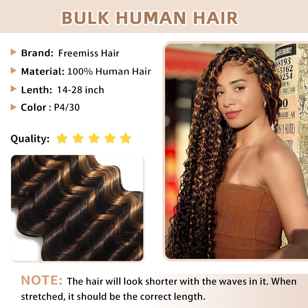 Human Braiding Hair for Boho Knotless Braids 2 Bundles 100g 20 Inch 12A Brazilia