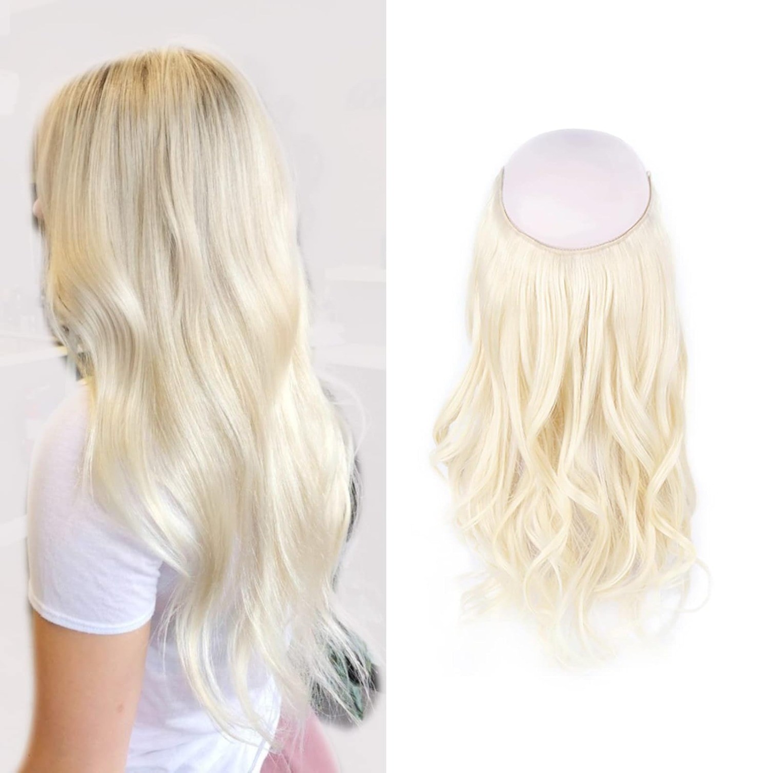 12” 100g Invisible Wire Hair Extensions Real Human Hair with Transparent Wire