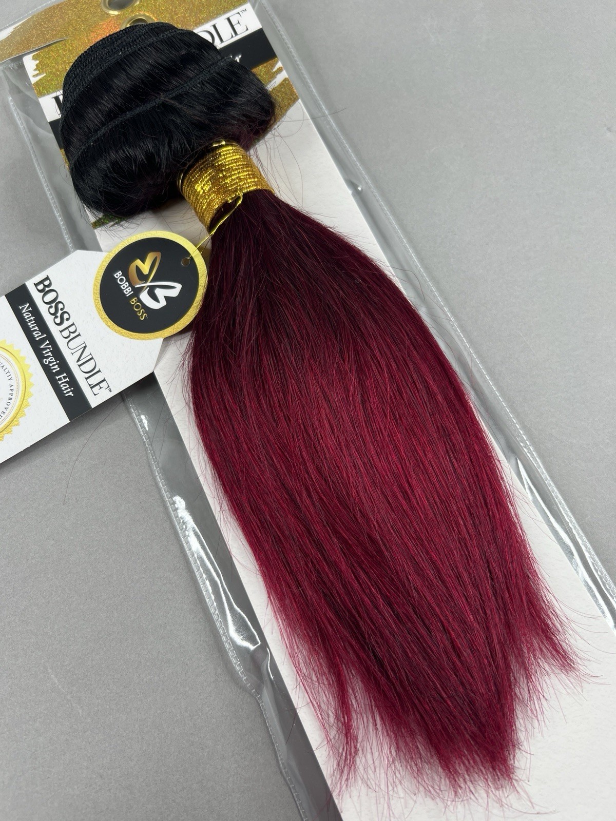 10” Boss Bundles TTNat/9JBG Burgundy Ombre Straight 100% Human Hair Extensions