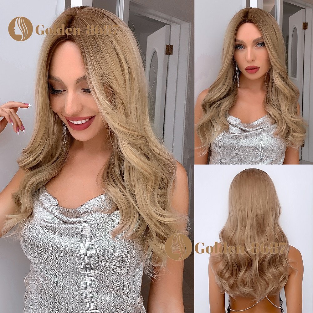 US Ladies Wigs Long Ombré Blonde Synthetic Wave Hair Wigs Party Daily Use