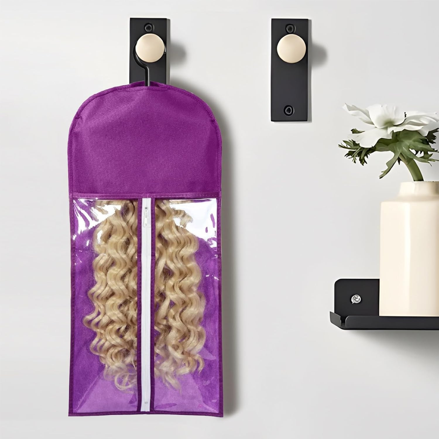 12PCS Wig Bags Storage with Hanger Hair Extension Holder Wig Storage