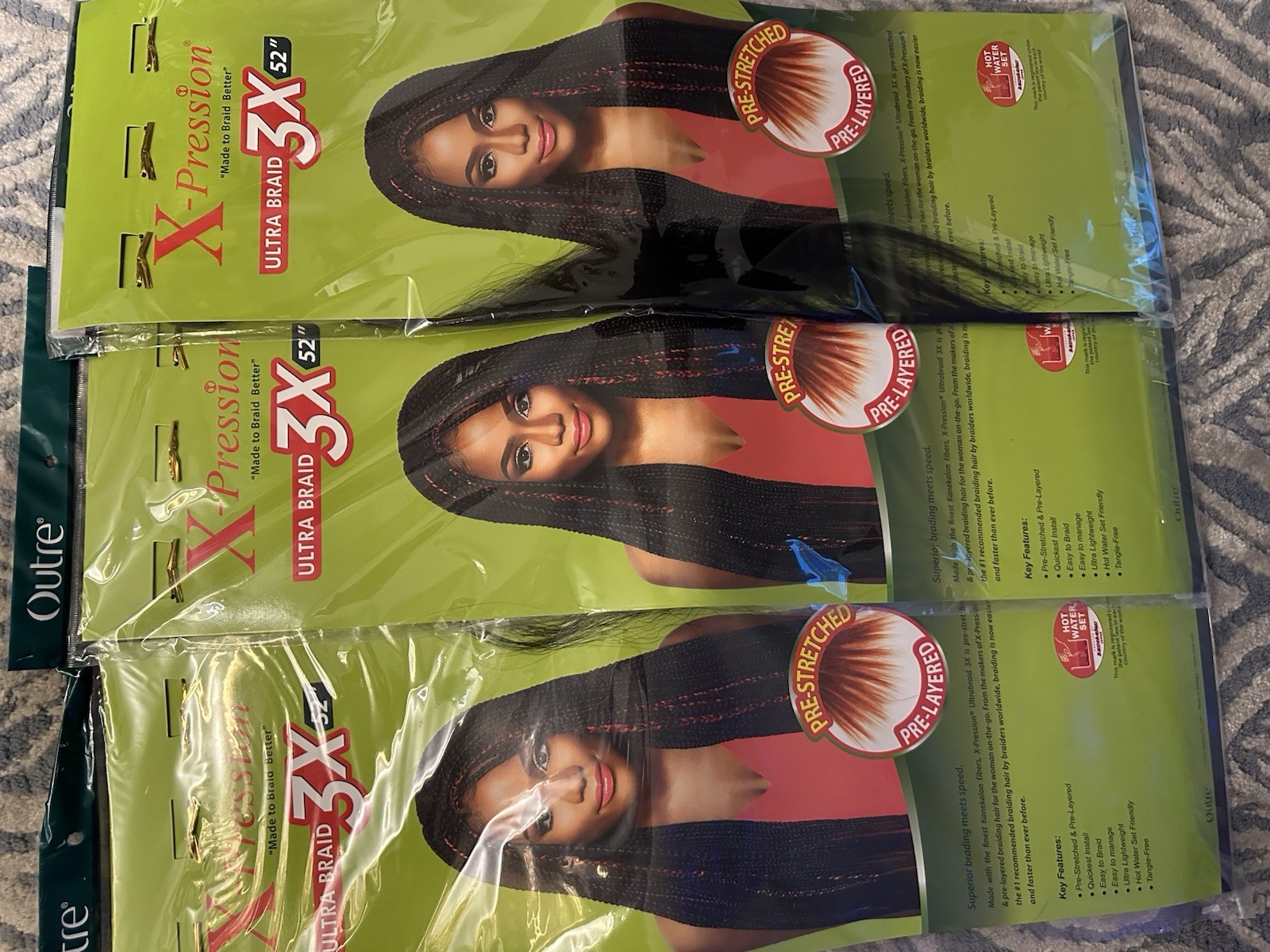 Outre X-Pression Pre-Stretched Ultra Braid 52 in 3X Synthetic Hair 1B