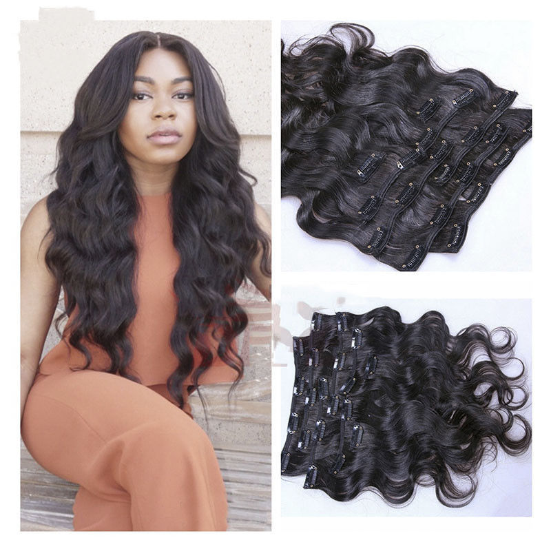 Body Wave Clip in Human Hair Extension Brazilian Remy Clip on Hair 100g 8-10pcs